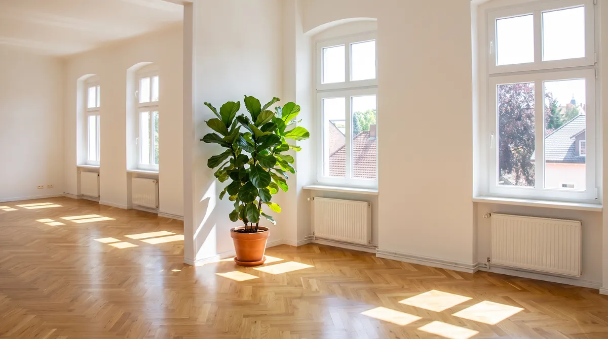 Helle Altbauwohnung mit Fischgrätparkett und großen Fenstern